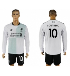 Liverpool #10 Coutinho Away Long Sleeves Soccer Club Jersey