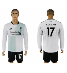 Liverpool #17 Klavan Away Long Sleeves Soccer Club Jersey