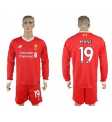 Liverpool #19 Mane Home Long Sleeves Soccer Club Jersey