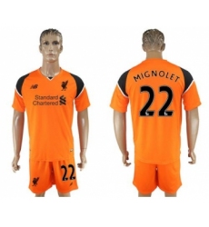Liverpool #22 Mignolet Orange Goalkeeper Soccer Club Jersey