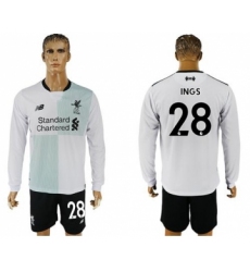 Liverpool #28 INGS Away Long Sleeves Soccer Club Jersey