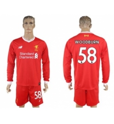 Liverpool #58 Woodburn Home Long Sleeves Soccer Club Jersey
