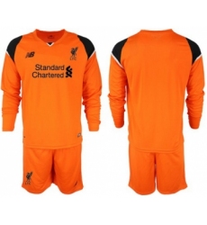 Liverpool Blank Orange Goalkeeper Long Sleeves Soccer Club Jersey
