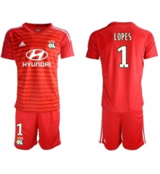 Lyon #1 Lopes Red Goalkeeper Soccer Club Jersey