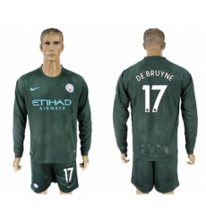 Manchester City #17 De Bruyne Sec Away Long Sleeves Soccer Club Jersey