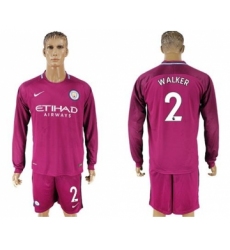 Manchester City #2 Walker Away Long Sleeves Soccer Club Jersey