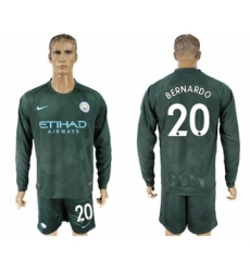 Manchester City #20 Bernardo Sec Away Long Sleeves Soccer Club Jersey