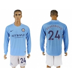 Manchester City #24 Adarabioyo Home Long Sleeves Soccer Club Jersey