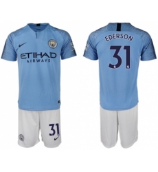 Manchester City #31 Ederson Home Soccer Club Jersey