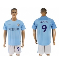 Manchester City #9 Nouto Home Soccer Club Jersey