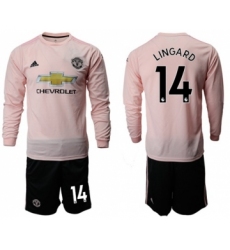 Manchester United #14 Lingard Away Long Sleeves Soccer Club Jersey