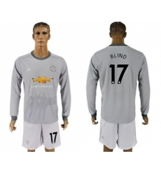Manchester United #17 Blind Sec Away Long Sleeves Soccer Club Jersey