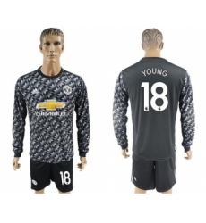Manchester United #18 Young Black Long Sleeves Soccer Club Jersey