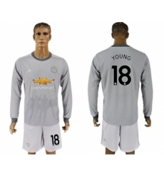 Manchester United #18 Young Sec Away Long Sleeves Soccer Club Jersey