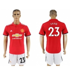 Manchester United #23 Shaw Red Home Soccer Club Jersey
