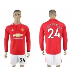 Manchester United #24 Fosu-Mensah Red Home Long Sleeves Soccer Club Jersey