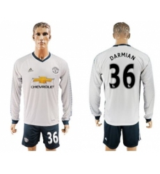 Manchester United #36 Darmian Sec Away Long Sleeves Soccer Club Jersey