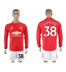 Manchester United #38 Tuanzebe Red Home Long Sleeves Soccer Club Jersey