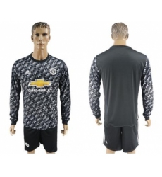 Manchester United Blank Black Long Sleeves Soccer Club Jersey