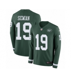 Men's New York Jets #19 Trevor Siemian Limited Green Therma Long Sleeve Football Jersey