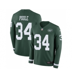 Men's New York Jets #34 Brian Poole Limited Green Therma Long Sleeve Football Jersey