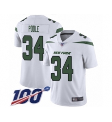 Men's New York Jets #34 Brian Poole White Vapor Untouchable Limited Player 100th Season Football Jersey
