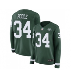 Women's New York Jets #34 Brian Poole Limited Green Therma Long Sleeve Football Jersey