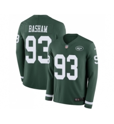Men's New York Jets #93 Tarell Basham Limited Green Therma Long Sleeve Football Jersey