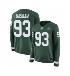 Women's New York Jets #93 Tarell Basham Limited Green Therma Long Sleeve Football Jersey