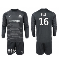 Marseille #16 Pele Black Goalkeeper Long Sleeves Soccer Club Jersey