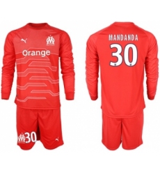 Marseille #30 Mandanda Red Goalkeeper Long Sleeves Soccer Club Jersey