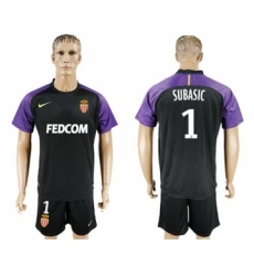Monaco #1 Subasic Black Goalkeeper Soccer Club Jersey