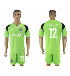 Oporto #12 I.Casillas Shiny Green Goalkeeper Soccer Club Jersey
