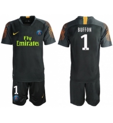 Paris Saint-Germain #1 Buffon Black Goalkeeper Soccer Club Jersey