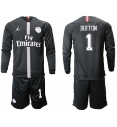 Paris Saint-Germain #1 Buffon Home Jordan Long Sleeves Soccer Club Jersey