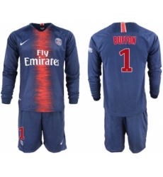 Paris Saint-Germain #1 Buffon Home Long Sleeves Soccer Club Jersey