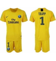 Paris Saint-Germain #1 Trapp Yellow Goalkeeper Soccer Club Jersey