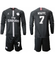 Paris Saint-Germain #7 Mbappe Home Jordan Long Sleeves Soccer Club Jersey