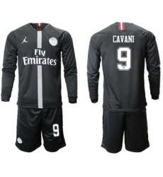 Paris Saint-Germain #9 Cavani Home Jordan Long Sleeves Soccer Club Jersey