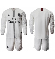 Paris Saint-Germain Blank White Jordan Long Sleeves Soccer Club Jersey