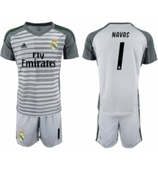 Real Madrid #1 Navas Grey Goalkeeper Soccer Club Jersey