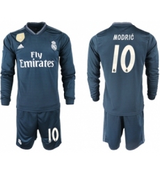 Real Madrid #10 Modric Away Long Sleeves Soccer Club Jersey