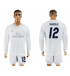 Real Madrid #12 Marcelo Marine Environmental Protection Home Long Sleeves Soccer Club Jersey