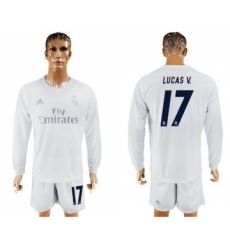 Real Madrid #17 Lucas V. Marine Environmental Protection Home Long Sleeves Soccer Club Jersey