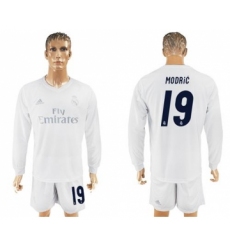 Real Madrid #19 Modric Marine Environmental Protection Home Long Sleeves Soccer Club Jersey