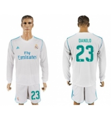 Real Madrid #23 Danilo White Home Long Sleeves Soccer Club Jersey