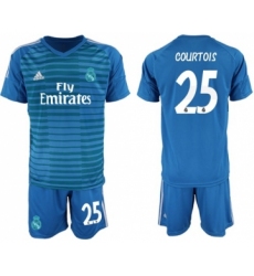 Real Madrid #25 Courtois Blue Goalkeeper Soccer Club Jersey