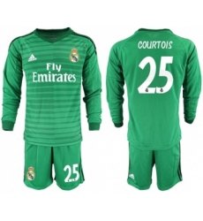 Real Madrid #25 Courtois Green Goalkeeper Long Sleeves Soccer Club Jersey
