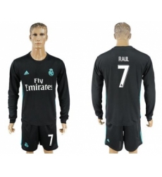 Real Madrid #7 Raul Away Long Sleeves Soccer Club Jersey