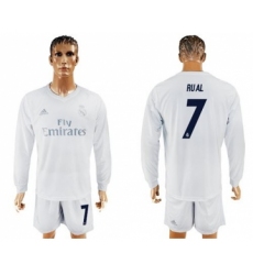Real Madrid #7 Rual Marine Environmental Protection Home Long Sleeves Soccer Club Jersey